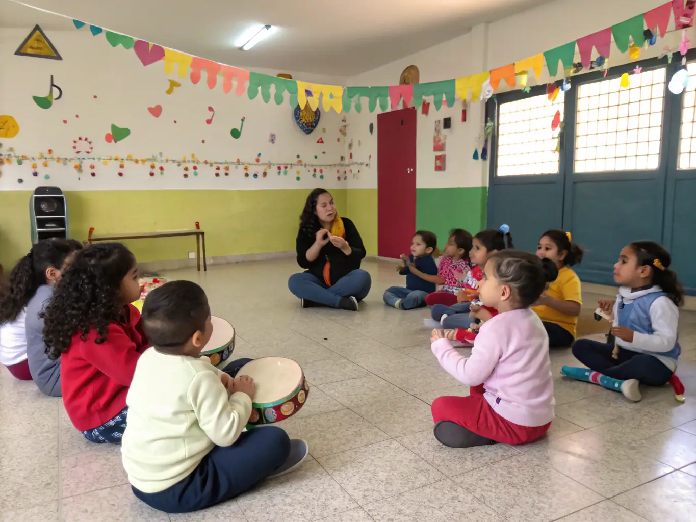 A visually appealing image of children participating in a music education program, emphasizing the organization's commitment to nurturing young talent.